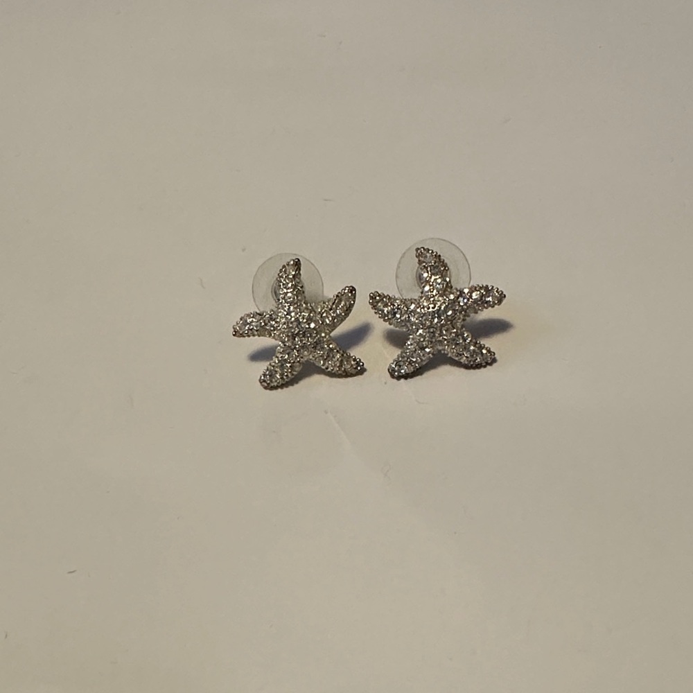 Silver and Crystal Starfish Earrings